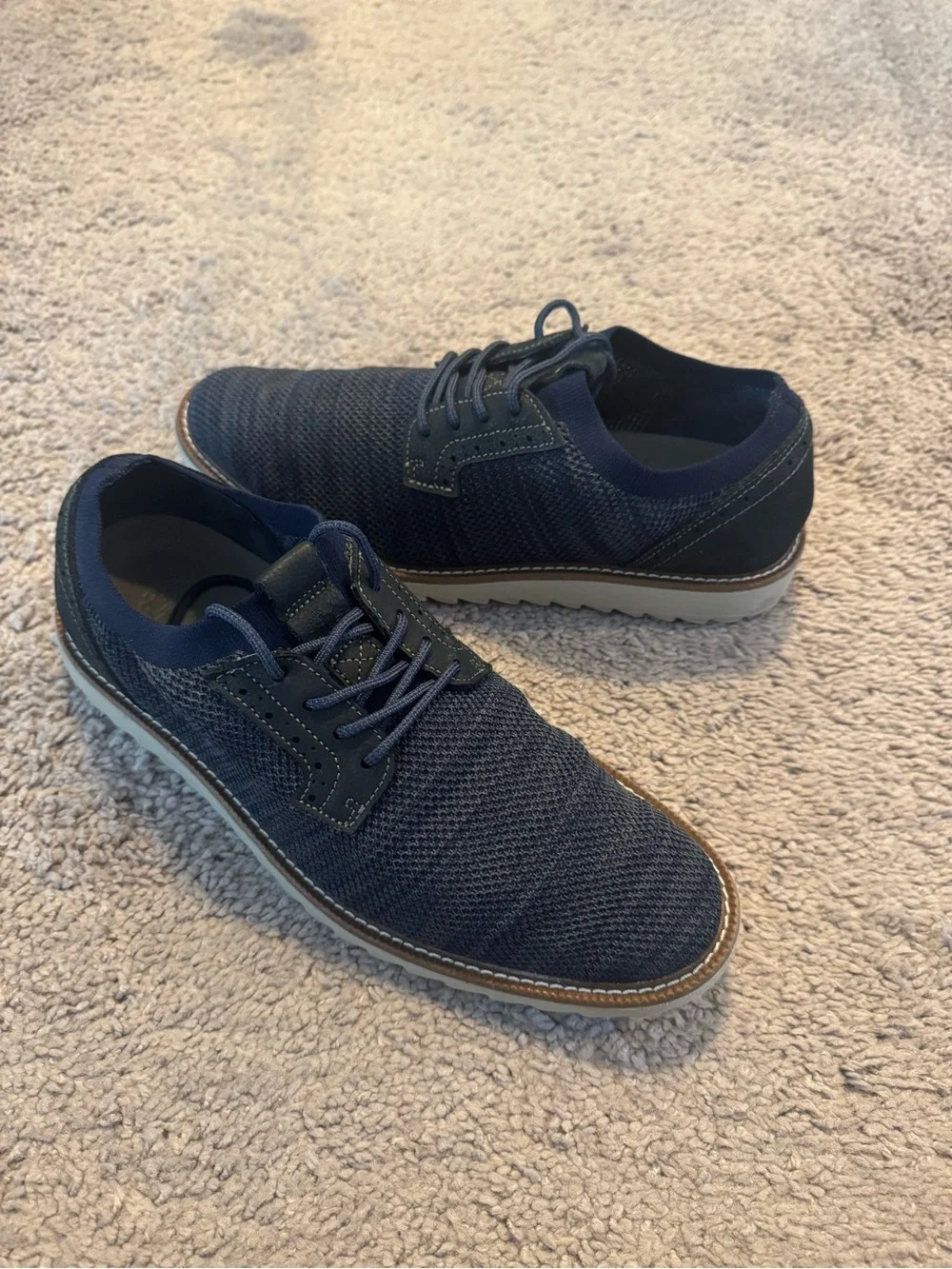 Men's Navy Casual Knit Lace-Up Shoes